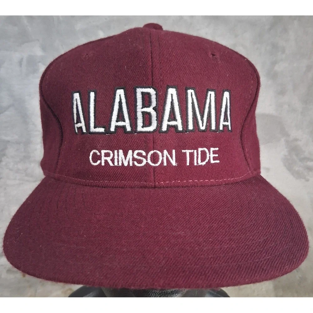 Vtg Alabama Crimson Tide Twins Enterprise Snapback Hat Maroon 100% Wool Cap READ